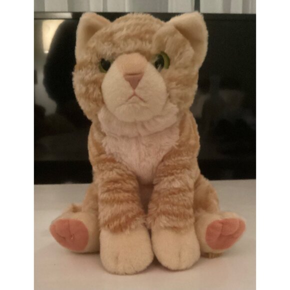 Wild Republic Orange Tabby Cat Plush Green Eyes, Pink Paws - Picture 5 of 5